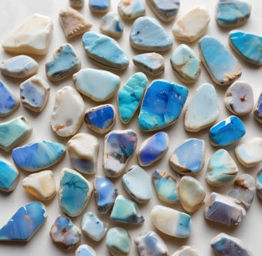 Close-up of raw Australian opal stones with natural vibrant colors.