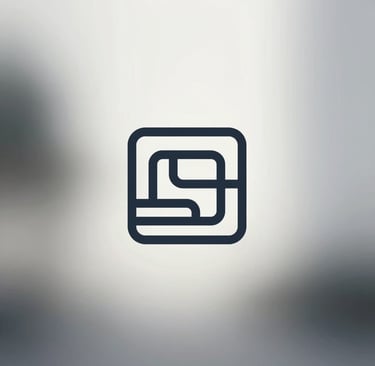 A sophisticated minimalist logo icon, a clean abstract geometric line design using #1C2826, centered on a light #F0F4F4 background. Professional and architectural in style with a high-end feel.