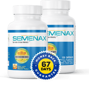 Semenax supplement bottle with a 60-day guarantee