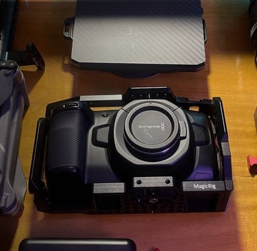 Filmmaking equipment setup used by director Daniel da Trindade on set.