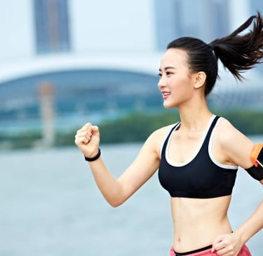 girl with ponytail jogging