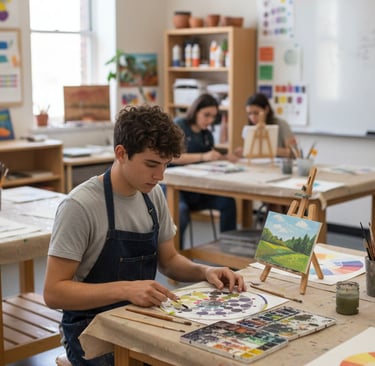 A color vision deficiency student ready to create art through Nopia