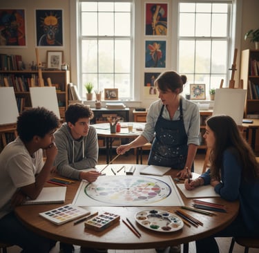 An art teacher instruct students to use Nopia to create artwork