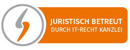 Logo "Juristisch betreut durch IT-Recht Kanzlei"