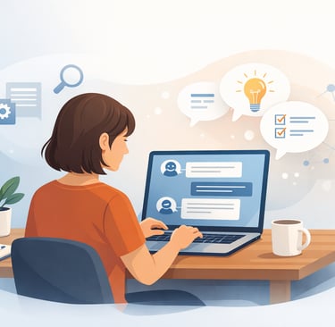 Personne travaillant seule devant son ordinateur