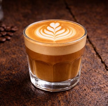 Cortado com proporção 1:1 de leite e expresso
