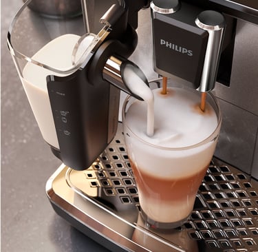 Sistema de leite LatteGo desmontado da Philips 3300 para limpeza fácil