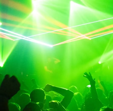 people dancing inside a house music club in Alcudia Mallorca