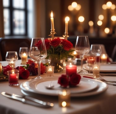Private dining room with intimate lighting, black velvet chairs, and golden decor.