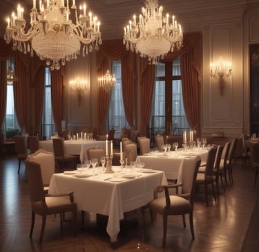 Chef in classic attire carefully preparing a signature dish in a sleek kitchen.