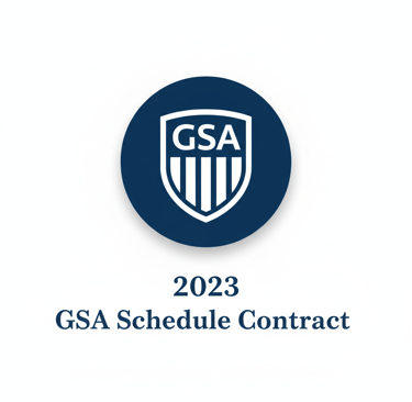Official GSA Schedule Contract 2023 logo badge for government procurement and federal contractors.
