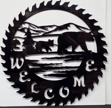 Perfect for the outdoor enthusiast this welcome sign is 23 1/2 W x 23 1/2 H. Powder coated-