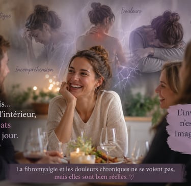 Personne atteinte de fibromyalgie et de douleurs chroniques souriant à ses proches malgré la fatigue