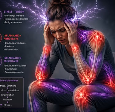Stress, fibromyalgie et douleurs chroniques : illustration des tensions émotionnelles, des douleurs 