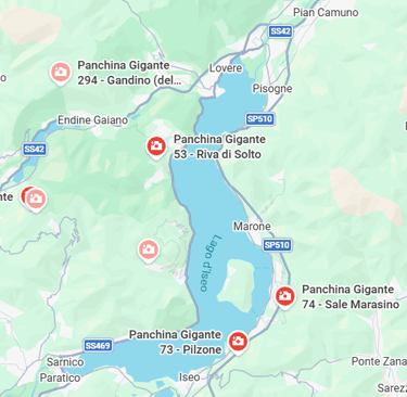 mappa panchine giganti lago d'Iseo