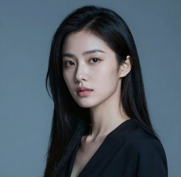 A high-resolution, minimalist studio portrait of a woman with a confident expression. The lighting is soft and cinematic, utilizing deep shadows and cool tones inspired by #3D5A80 and #98C1D9. The composition is clean and modern, showcasing the precision of AI-enhanced photography.