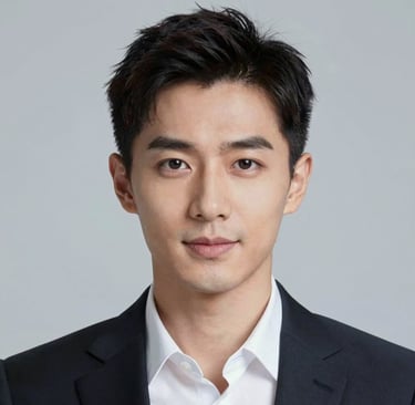 A sophisticated, high-end AI-generated male portrait in a studio setting. Sharp focus on facial details with an elegant, minimalist background featuring a subtle #1A202C and #E0FBFC color palette. The aesthetic is premium, professional, and innovative.