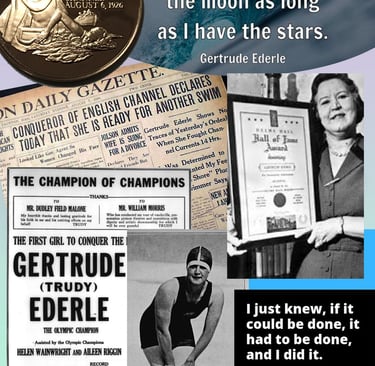 Collage featuring Gertrude Ederle Olympic Swimmer