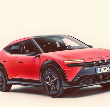 Red Hyundai IONIQ 3 N electric performance SUV against a clean white background.