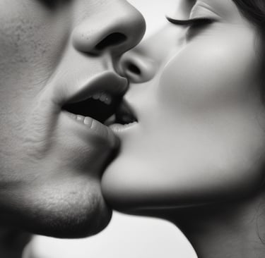 Close-up of hands gently holding a smooth, elegant massage oil bottle on a wooden table.