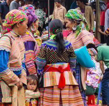 Minorité ethenique au marché de Bac Ha