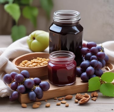 Freshly picked organic fruits spilling out of a woven basket on a sunlit kitchen counter.