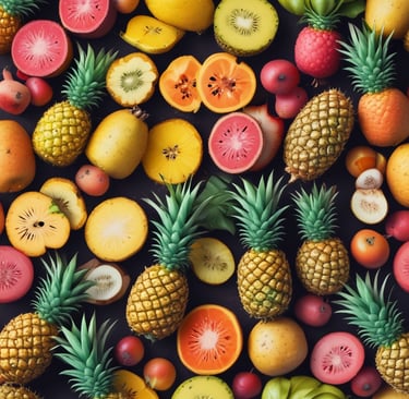 Bright jars filled with colorful organic spices lined up on a green leaf background.