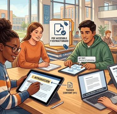 varios alumnos manipulando diferentes pdf