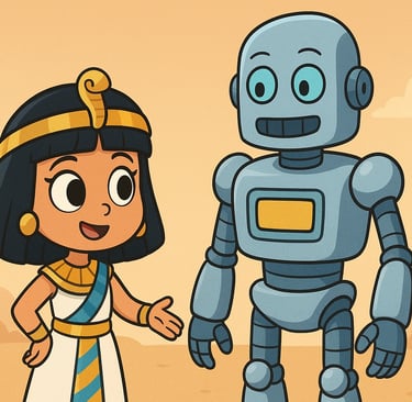 Rainha Cleópatra interagindo com um autômato