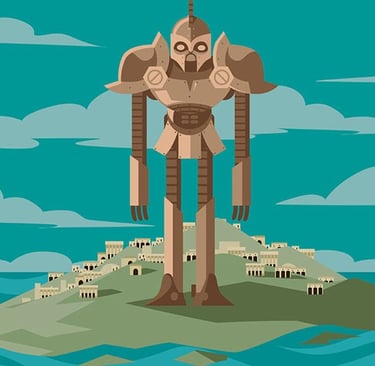 Talos em sua missão de proteger a ilha de Creta