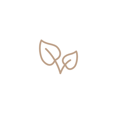 Minimalist tan outline of two organic leaves on a solid black background, ideal for an eco-friendly logo.