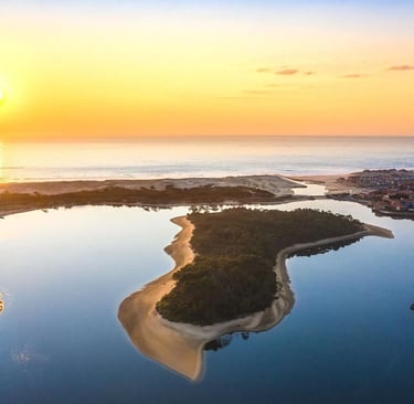 photo d'une vue aérienne du Lac Marin dans Les landes