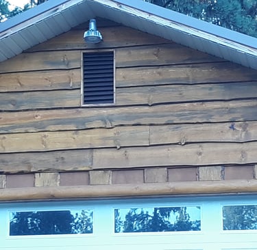 Unique use of blued pine, exterior siding