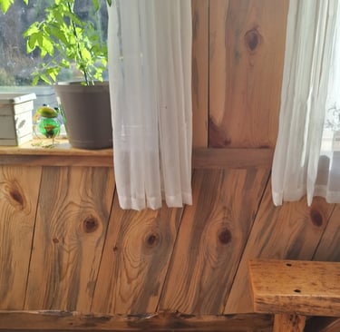 blued pine interior paneling