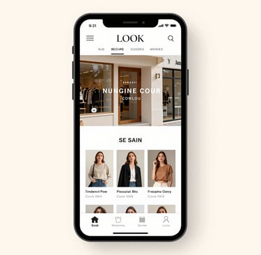 Uma página de site de loja limpa e bonita abrindo no celular