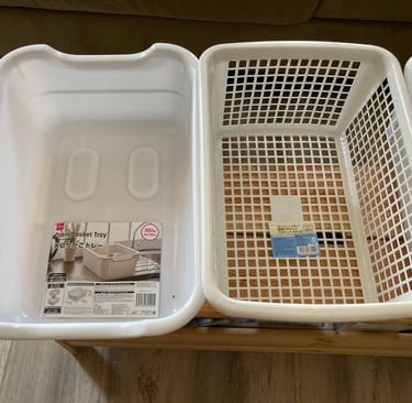 Plastic dishpan and basket for washing wool