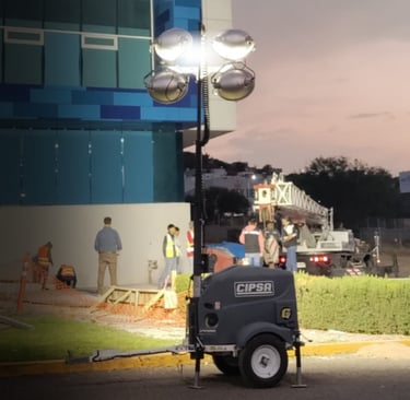 Torre de iluminación móvil CIPSA para construcción y eventos nocturnos en Querétaro