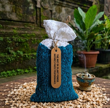 alt="Eco-friendly scent bag with wooden tag designed to complement your home decor."