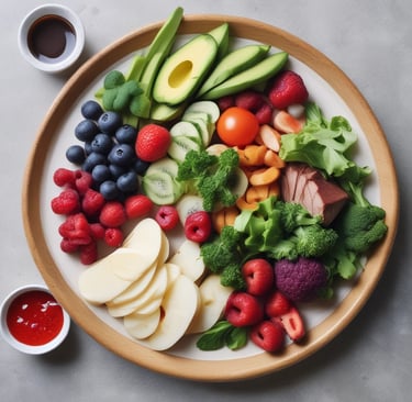 Close-up of a colorful, homemade salad bowl with vibrant, fresh ingredients.