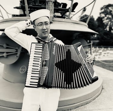 Sailor playing accordion