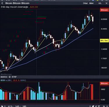 A sleek laptop displaying Binance's trading platform with colorful candlestick charts illuminating the screen in a modern office setting.