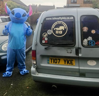 tykie time entertainment stitch mascot just fooling around 