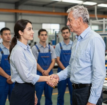 Senior consultants engaged in a strategic meeting around a table with laptops and notes.