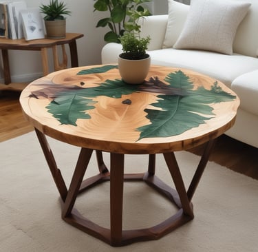 Minimalist coffee table made from a single natural wood slab with smooth edges and rich texture.