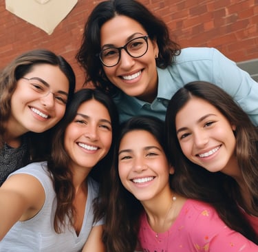 Smiling woman standing beside packed moving boxes in a bright living room.