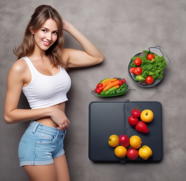 A vibrant bowl of colorful, balanced meal with fresh vegetables and lean protein on a rustic wooden table.