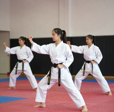 Mulheres treinando karatê