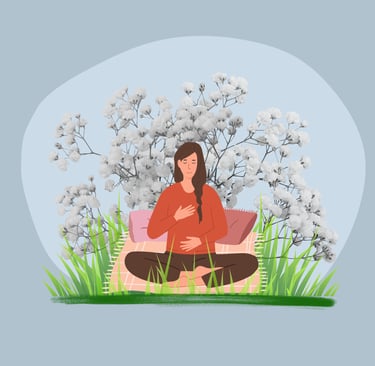 mulher em exercício de respiração