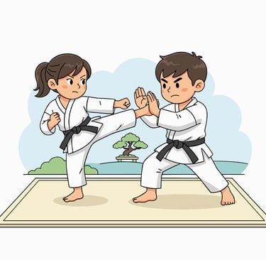 Imagem de dois karatecas treinando