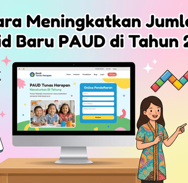 Infografis cara meningkatkan jumlah murid baru PAUD 2026 melalui sistem pendaftaran online sekolah.